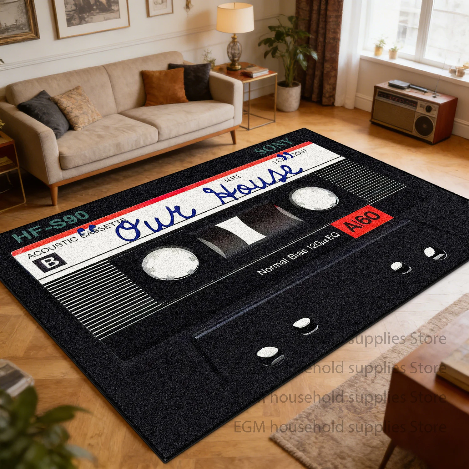 Vintage Tape Video Floor Mat Living Room Decor Bedroom Kitchen Soft Rugs Non-Slip washable Short velvet Carpets customizable