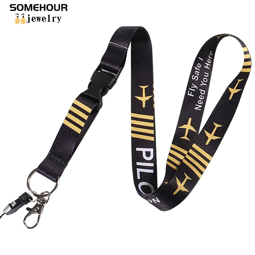 SOMEHOUR Pilot Lanyards Keychain Carabiner Phone Neck Straps ID Card Pass Gym Badge Hang Rope Keyholder Fashion Aviation Gifts