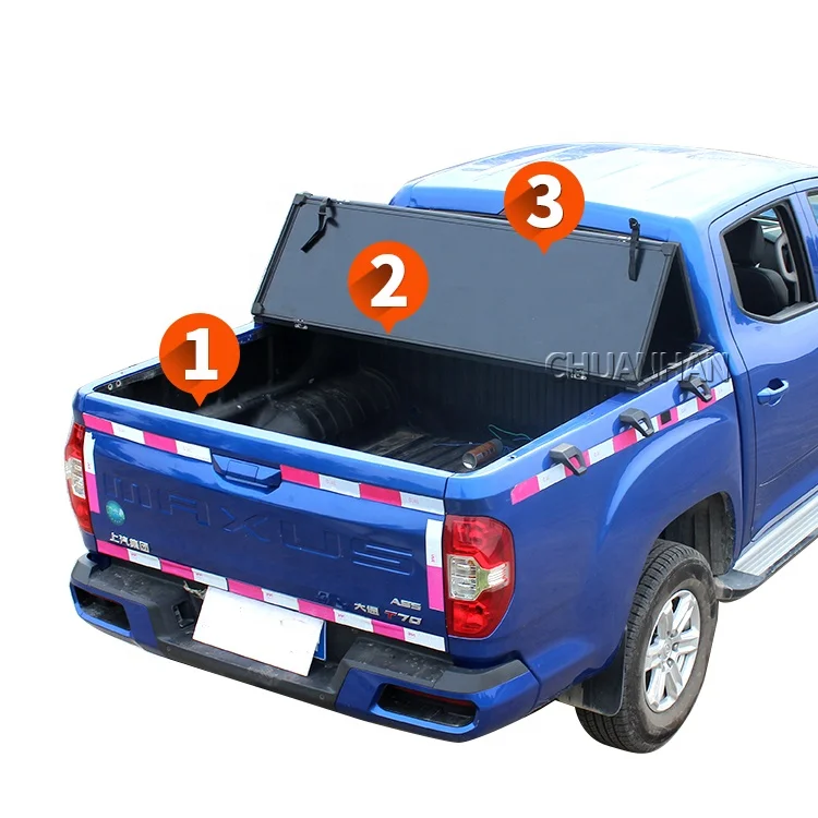 

2018 Hilux Tri-Fold Hard Tonneau Cover for Tundra Ranger Mitsubishi Triton L200 Tacoma Pickup Accessories Silverado NP300