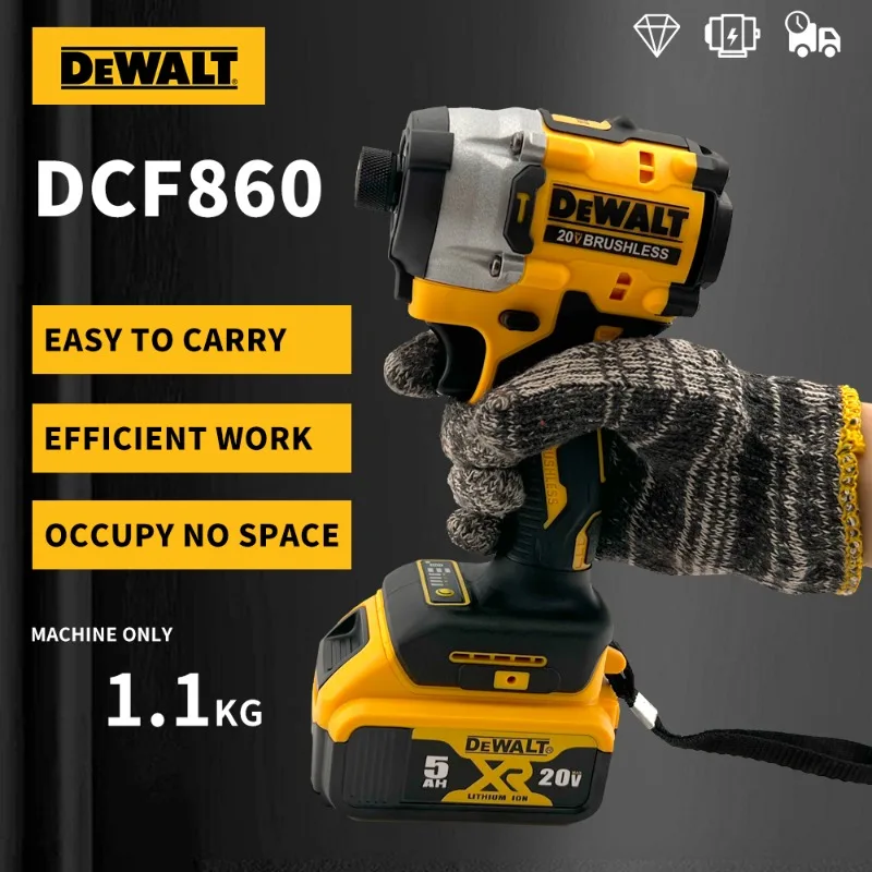 

Аккумуляторный бесщеточный ударный шуруповерт Dewalt DCF860, 20В, 282Нм, легкий (1 кг), электроинструмент
