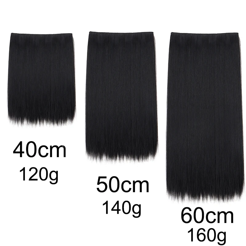 الاصطناعية 5 مقاطع قطعة واحدة رشاقته الشعر التمديد طويل مستقيم تصفيفة الشعر 16 بوصة 20 بوصة 24 بوصة أسود براون هيربيسي للنساء