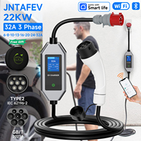JNTAFEV Portable EV Charger Type2 22KW 32A Fast Charging GB/T 3Phase Smart APP Wi-Fi Control for Electric Vehicle/Car Charger