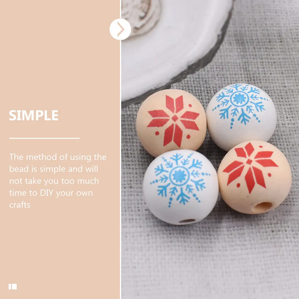 

60Pcs Snowflake Pattern Wood Beads Pre-Drilled Holes Easy to String DIY Christmas Crafts for Family Handmade Decorations