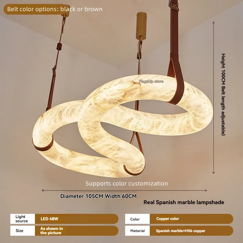 Dining Room Alabaster Chandelier Spanish Marble Ceiling Pendant Lights For Kitchen Living Room Loft Desiginer Marble Chandeliers