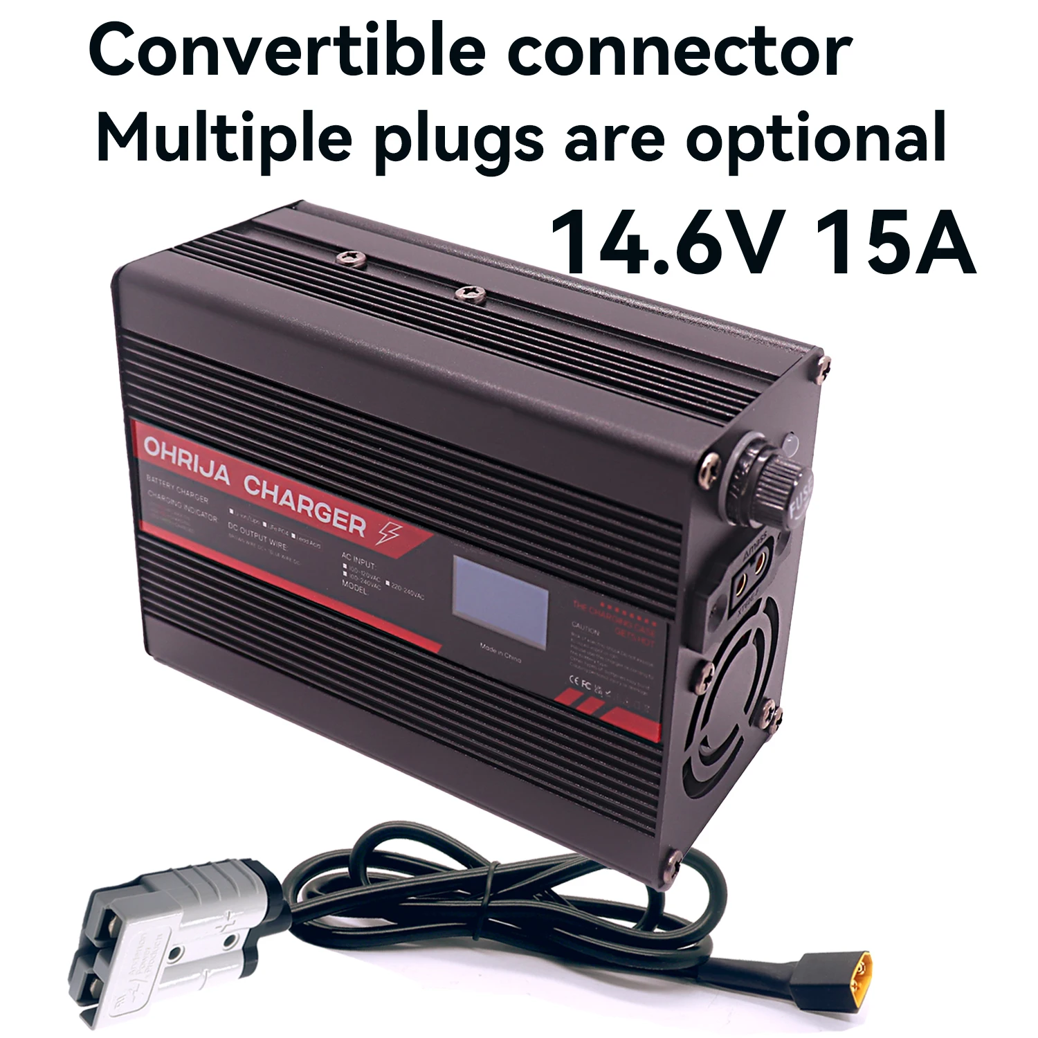 

14.6V 15A Charger Smart Aluminum Case Is Suitable For S 12.8V LCD Dispay LifeP04 Battery OLED Display Fast Charger With adapter