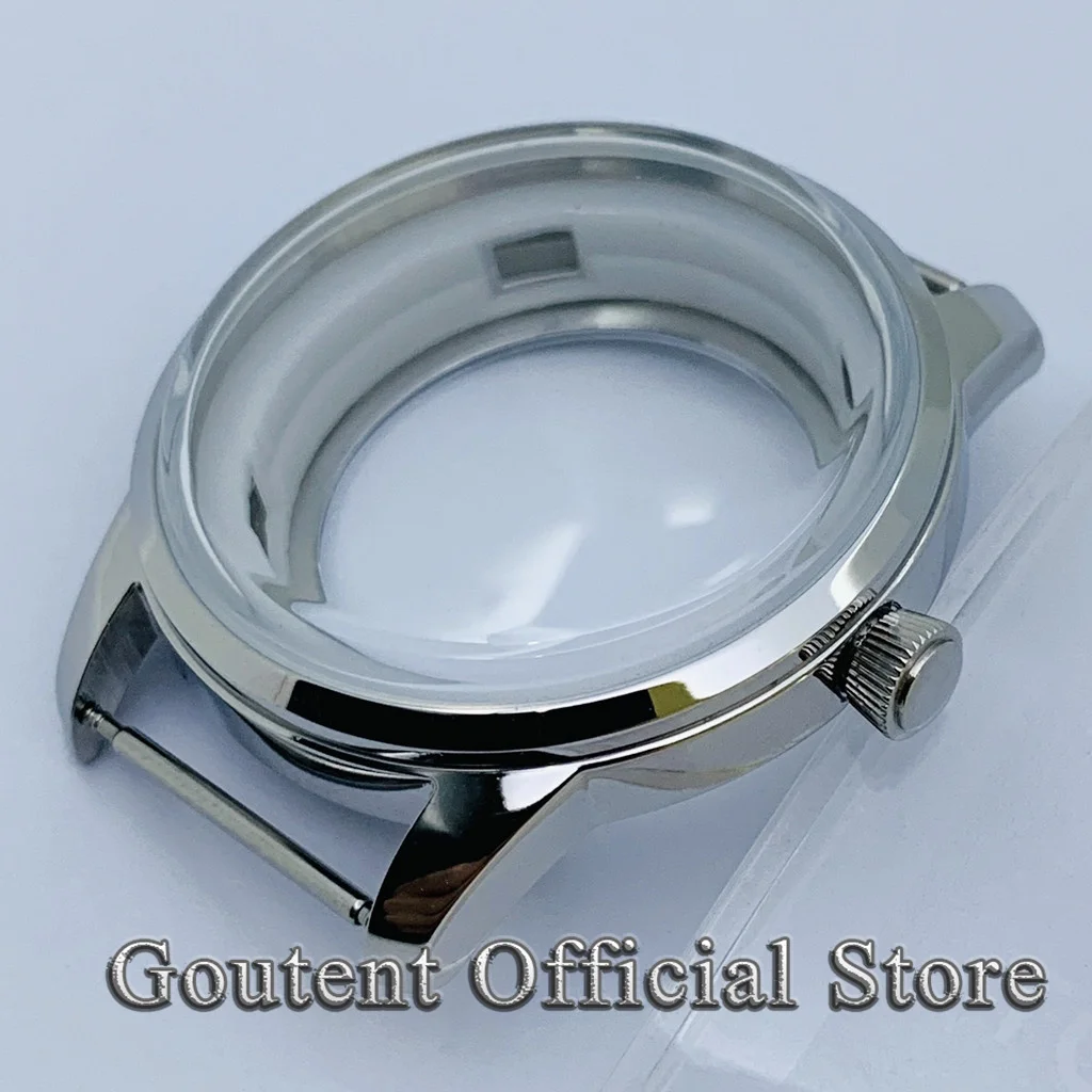 Goutent 40.5mm Silver Bubble Dome Glasss Watch Case Transparent Back Fit NH35 NH36 Automatic Movement Modification Attachment