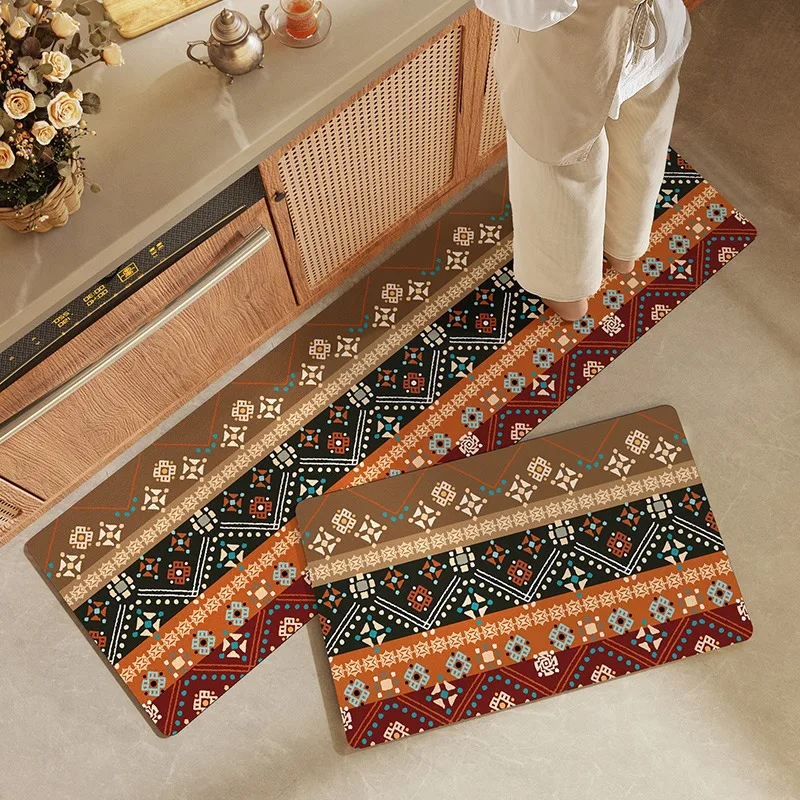 

Nordic Style Kitchen Floor Mat Scratch-resistant Wear-resistant Rug Home Oil-proof Waterproof PVC Leather Carpet Ковер Tapis 러그