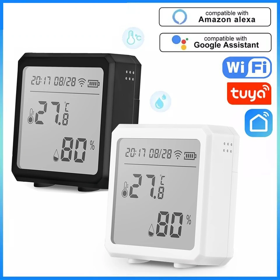 Tela LCD Sem Fio Sensor de Temperatura e Umidade Inteligente, Controle de Voz, Detector Termômetro, Tuya, Inteligente