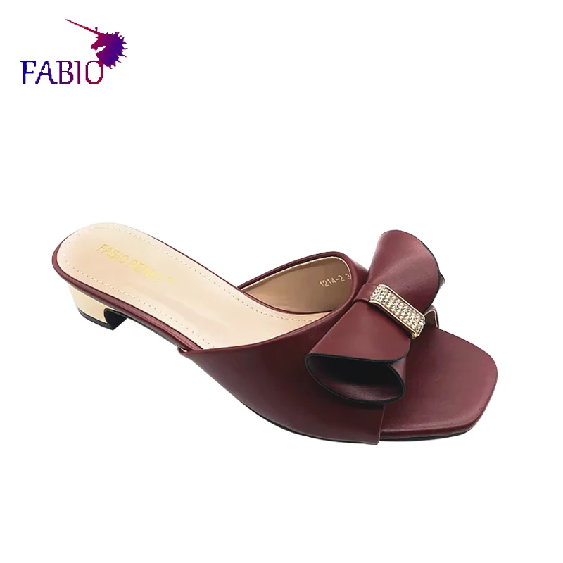 FABIO PENNY european ladies fashion elegant mature summer slippers low bow casual and comfortable open toe slippers for women