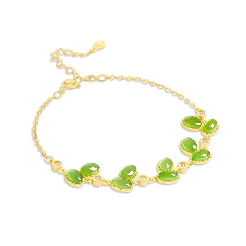 Natural high-grade old material Hotan Jade jasper egg noodle bracelet S925 silver inlaid jade women's fashionable high-end gift