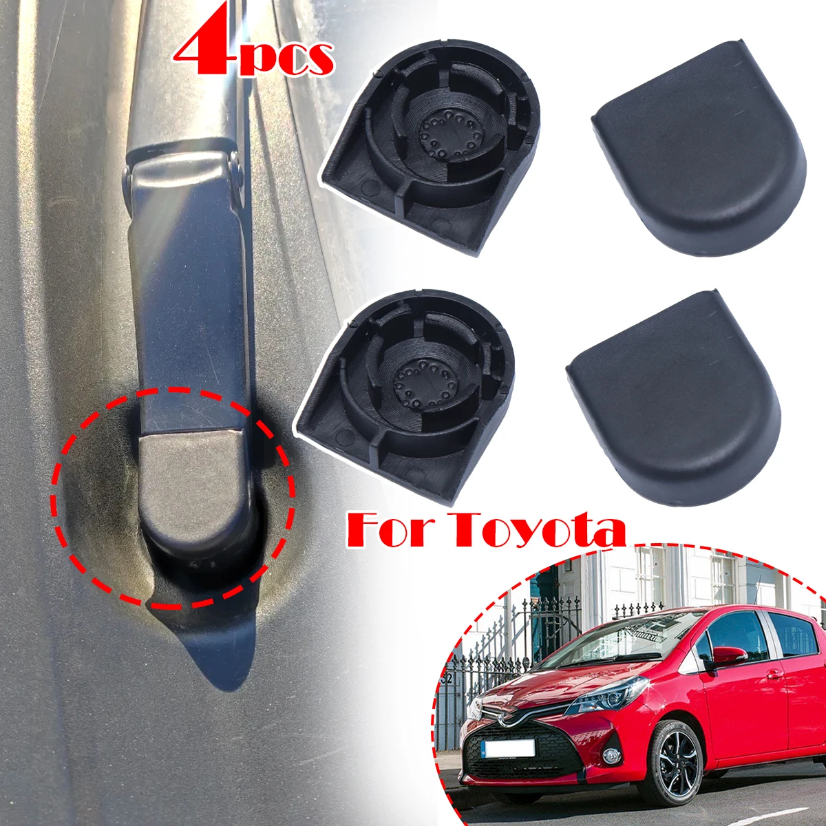 

4pcs Front Windshield Wiper Arm Blade Nut Bolt Caps For Toyota Yaris Auris Corolla Verso E140 Car Windscreen Window Rocker Cover