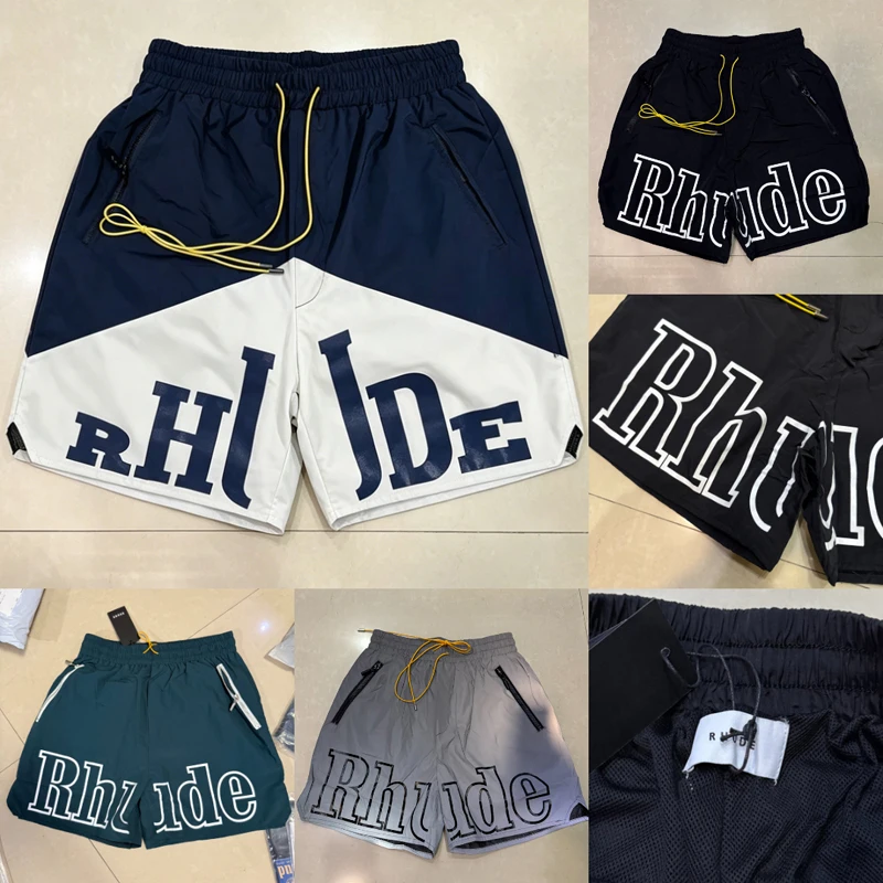 

Send Out in One Day High Quality Rhude Casual Shorts Summer Streetwear Men Women Loose Logo Print Sports Shorts