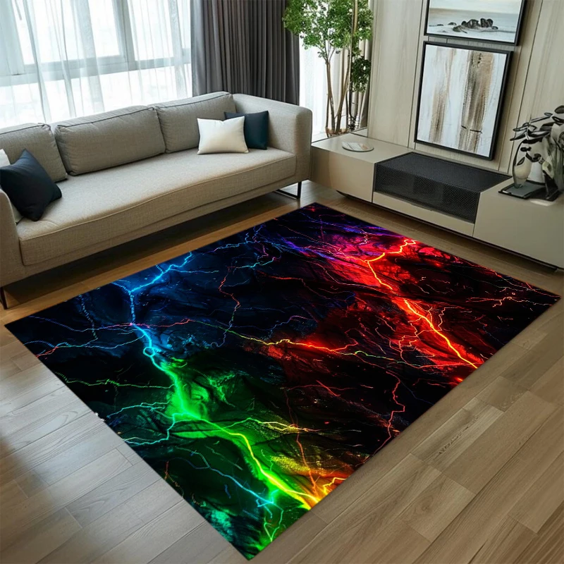 Modern Neon Color Crack Pattern Carpet Mat Rug Home Decoration Living Room Floor Mat Anti-Slip Area Rug for Bedroom Decor
