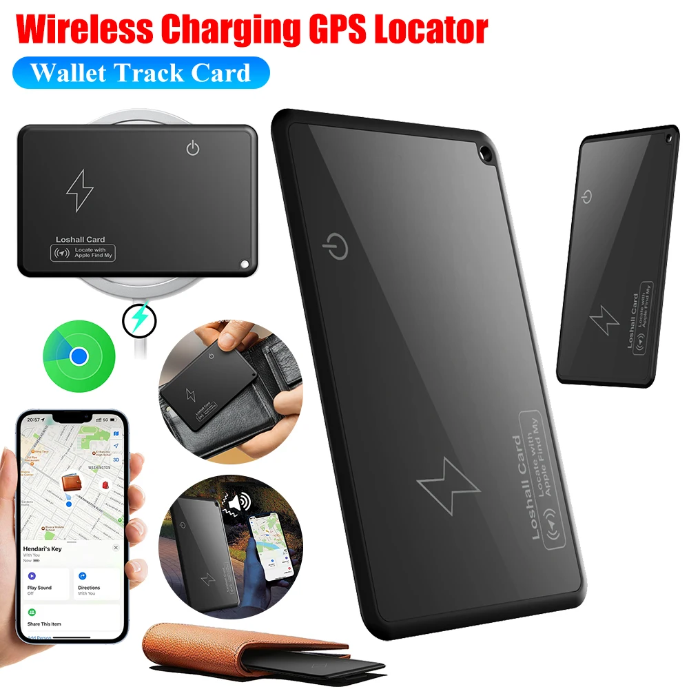 New Wireless Charging Tracking Location Wallet Tracker Card Waterproof GPS Locator Work with Apple Find My App Bluetooth Tracker