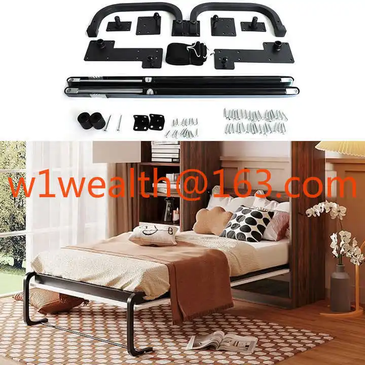 Available Cabinet Vertical Steel Composite Spring Wall Large Frame Mechanism with Shelving DIY Murphy Bed Hardware Kit