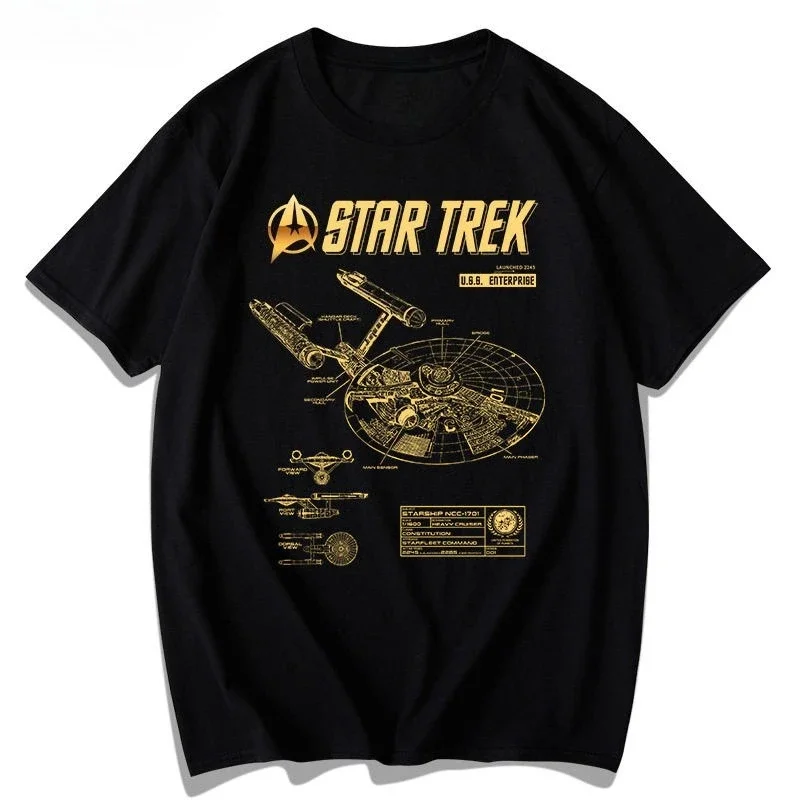 Star Trek: The Enterprise Starship Explore The Sci-Fi Film Camiseta de manga corta con estampado de algodón puro para hombres y mujeres con cuello redondo