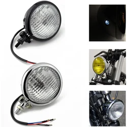 Motorcycle H4 Bulb Headlight Round Retro 12V Headlamp High/Low Beam Head Light For Harley Bobber Chopper Cafe Racer Universal