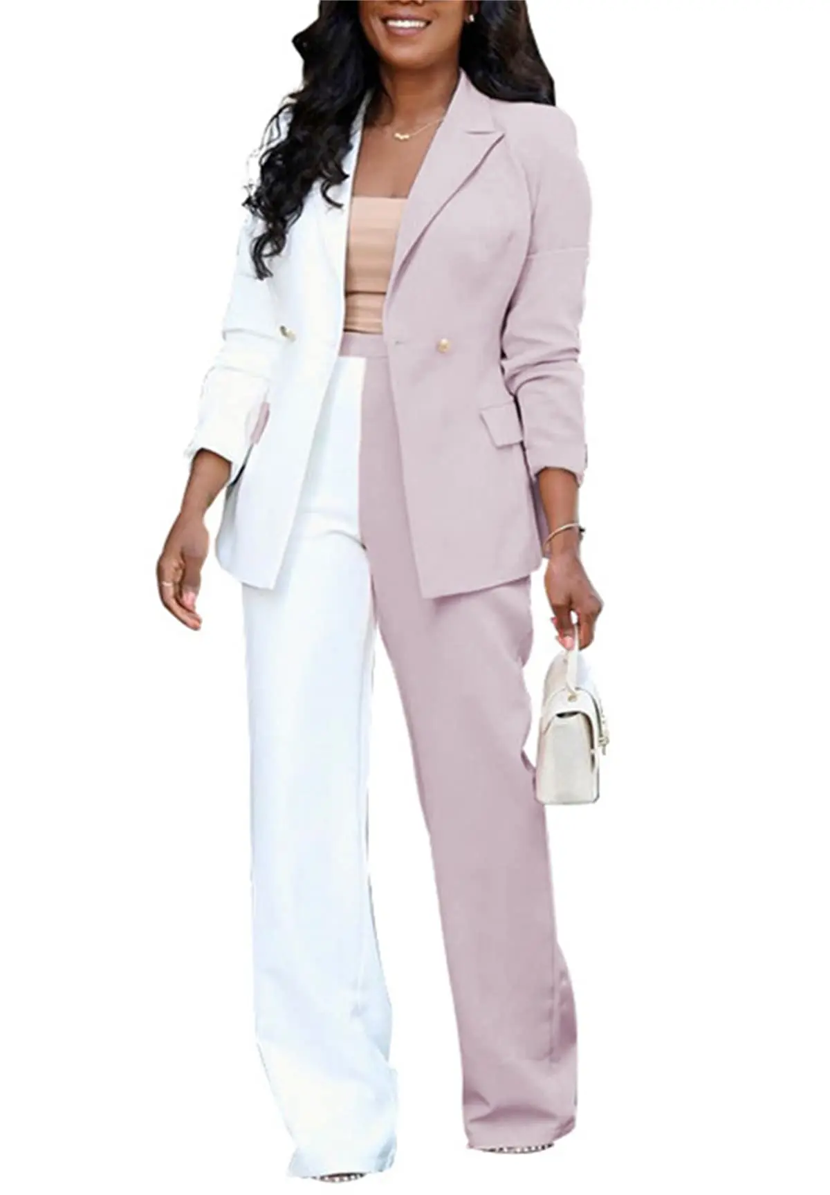 

2024 Spring And Autumn Split Neck Suit Design, Temperament, Professional Attire, Long Sleeved Pants Suit SetWL008+MR7