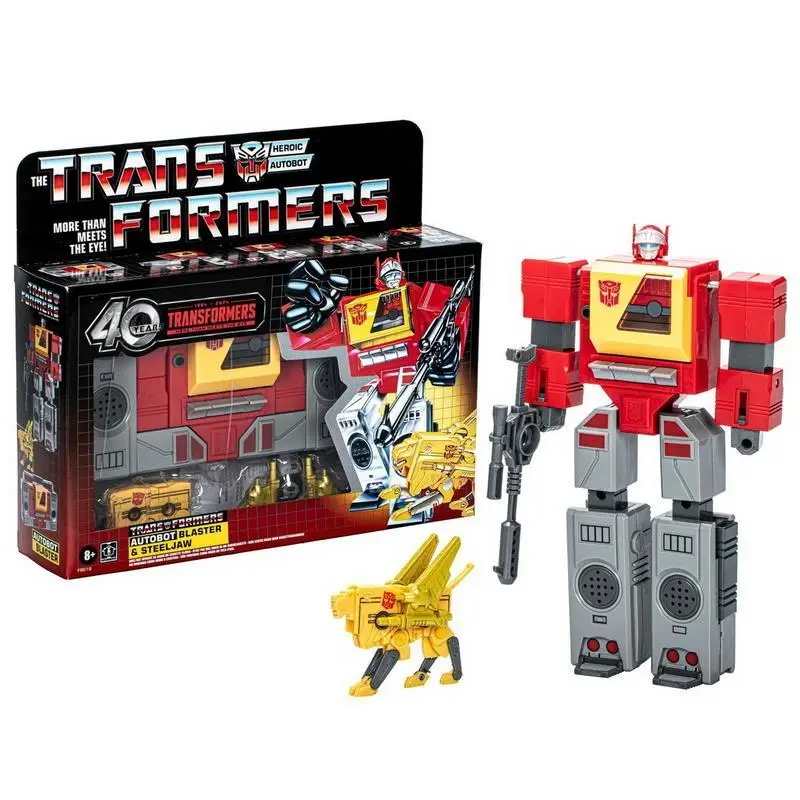 

Transformers Toys Retro Collection G1 Autobot Blaster & Steeljaw 40th Anniversary Action Figure Toy