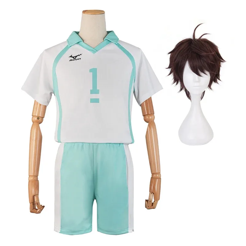 

HOLOUN Haiky Anime Oikawa Tooru Jerseys NO.1 Cosplay Costume Wig AOBAJOHSAI High School Vollyball Club Uniform Top Shorts