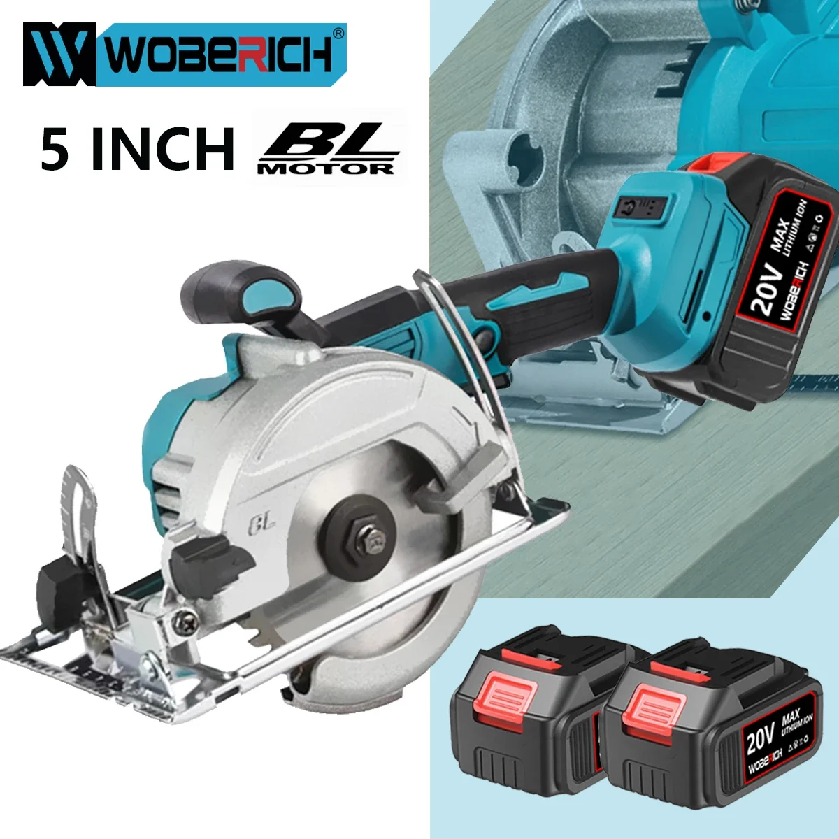 

WOBERICH 5Inch 125mm Brushless Electric Circular Saw Cordless Adjustbale Woodworking Power Garden Tool For Makita 18V Battery