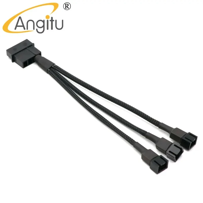 Angitu 12V 4Pin Molex to 3xFan 3Pin/4Pin Power Adapter Cable 4Pin IDE to 3Way 3Pin Fan/4Pin PWM Cables 1007 22AWG