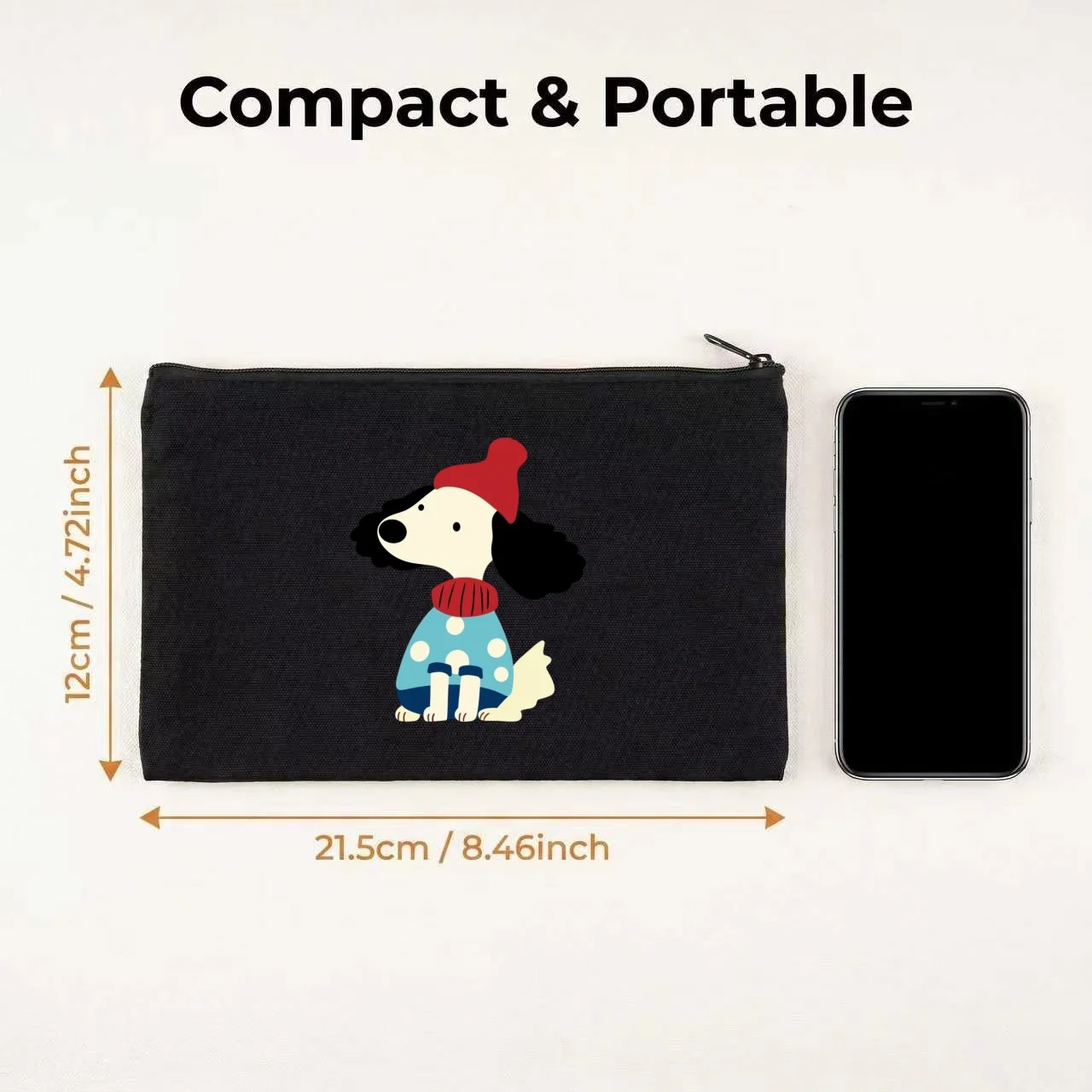 1PC Cartoon Warm Outfit Puppy Makeup Bag Double Sided Canvas Daily Storage Organizer