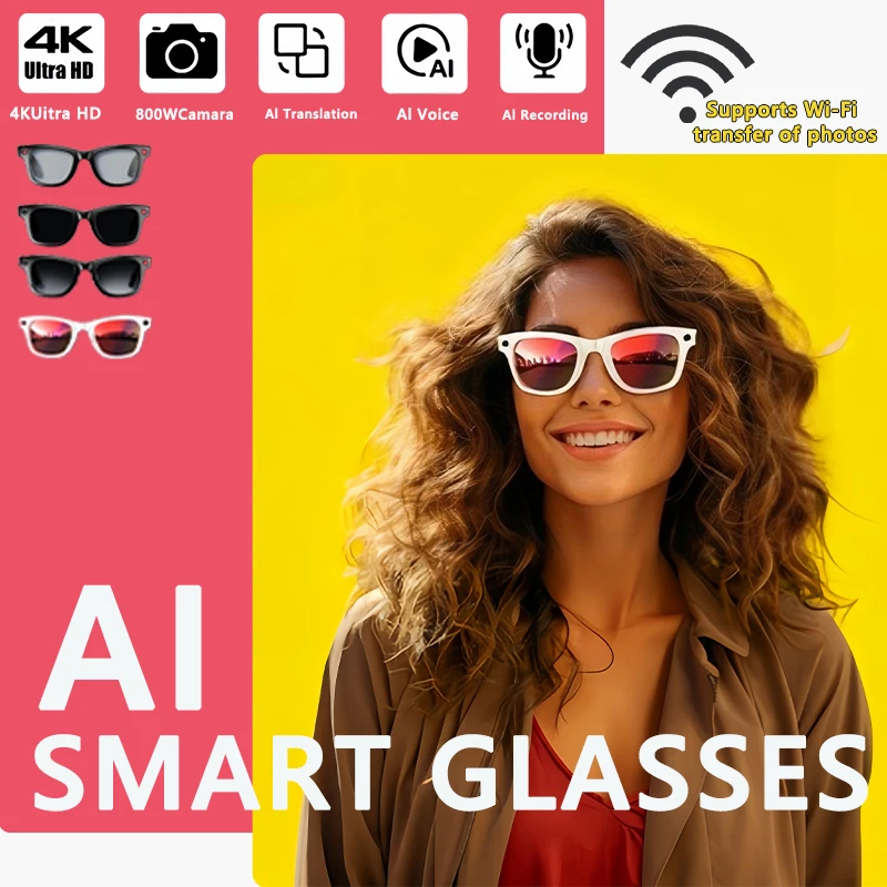 

Умные солнцезащитные очки с камерой 800 Вт, мужские очки с изменением цвета, интеллектуальные очки для перевода с искусственным интеллектом, водонепроницаемые очки для записи фото и видео, очки для вызова 2025
