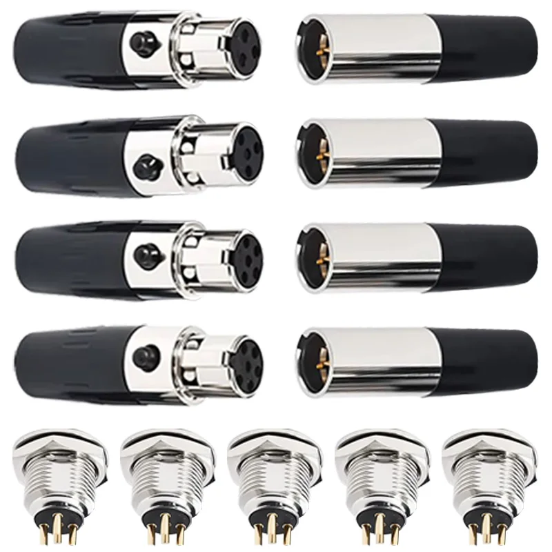 

2Pcs Mini XLR 3/4/5/6 Pin Male Female Plug XLR Audio Microphone Connector for MIC Microphone Audio Cable Connector