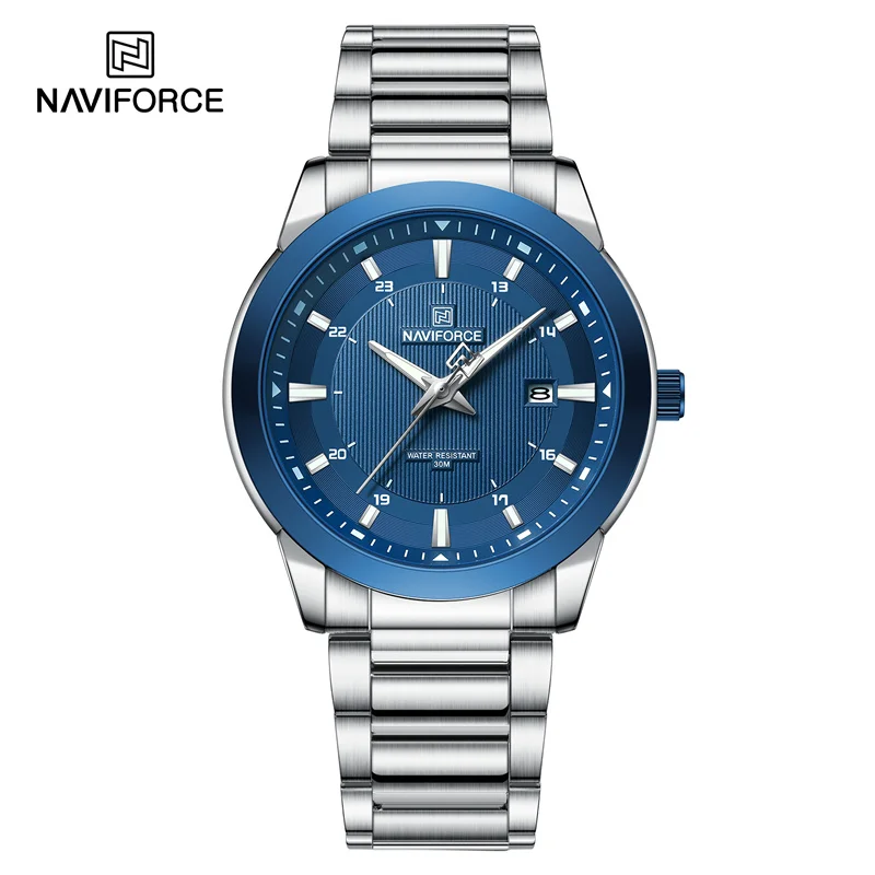 

NAVIFORCE Leisure Trend мужские кварцевые часы простой дизайн для поездок на работу деловой ремешок из нержавеющей стали 3ATM водонепроницаемые светящиеся стрелки