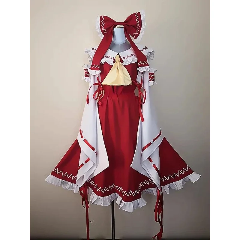 qq45Anime Touhou Project disfraz de Cosplay Hakurei Reimu Mikofuku vestido de uniforme para mujer conjunto completo