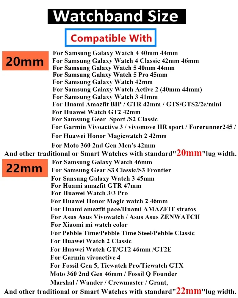 Metal strap For Samsung Galaxy watch 3 4 5 Active 2 Huawei watch GT2/3 Stainless Steel Watch High-End Wristband For Amazfit GTR