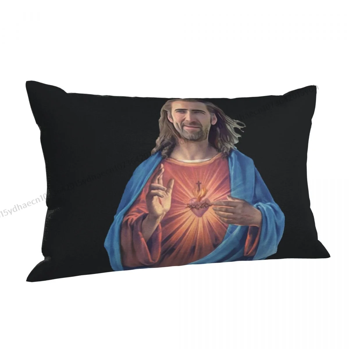 Nicolas Cage Printed Pillow Case Jesus Backpack Cojines Covers Breathable Sofa Decor Pillowcase