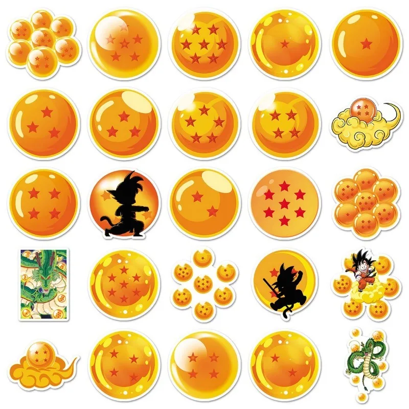 50 pegatinas de PVC de Dragon Ball, dibujos animados de anime, Super Saiyan Goku Shenron, pegatinas impermeables para tazas, equipaje, teléfonos, juguetes
