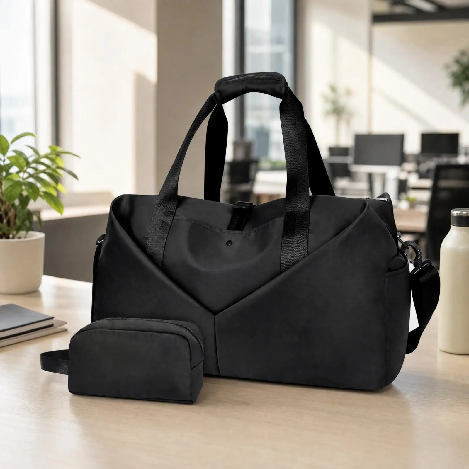 Versatile Gym Duffel Bag with Shoulder Strap and Shoe Pocket for Travel Fitness
