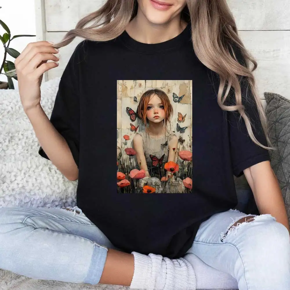 لوحة زيتية جميلة، نقل حديدي للملابس، قمصان قابلة للغسل على مستوى A، ملصقات حرارية، بقع لطيفة للفتيات مزينة #3