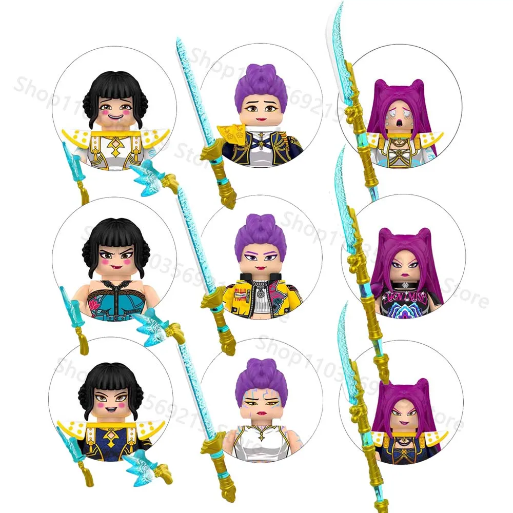 3 Pièces Blocs de Construction Modèle Groupe de Filles, Mini Figurines d'Action, Poupées de Dessin Animé, Jouet d'Assemblage, Ornement, Puzzle Éducatif, Cadeaux d'Anniversaire