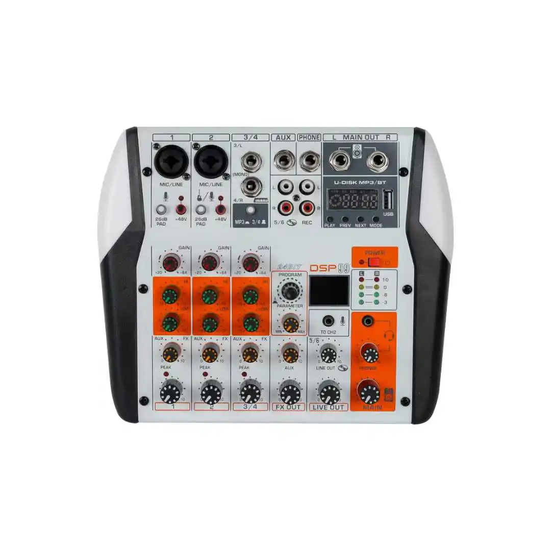 

FSWIRI Professional 4-channel mixer stage meeting Bluetooth USB flash drive MP3 effect reverberation 99DSP