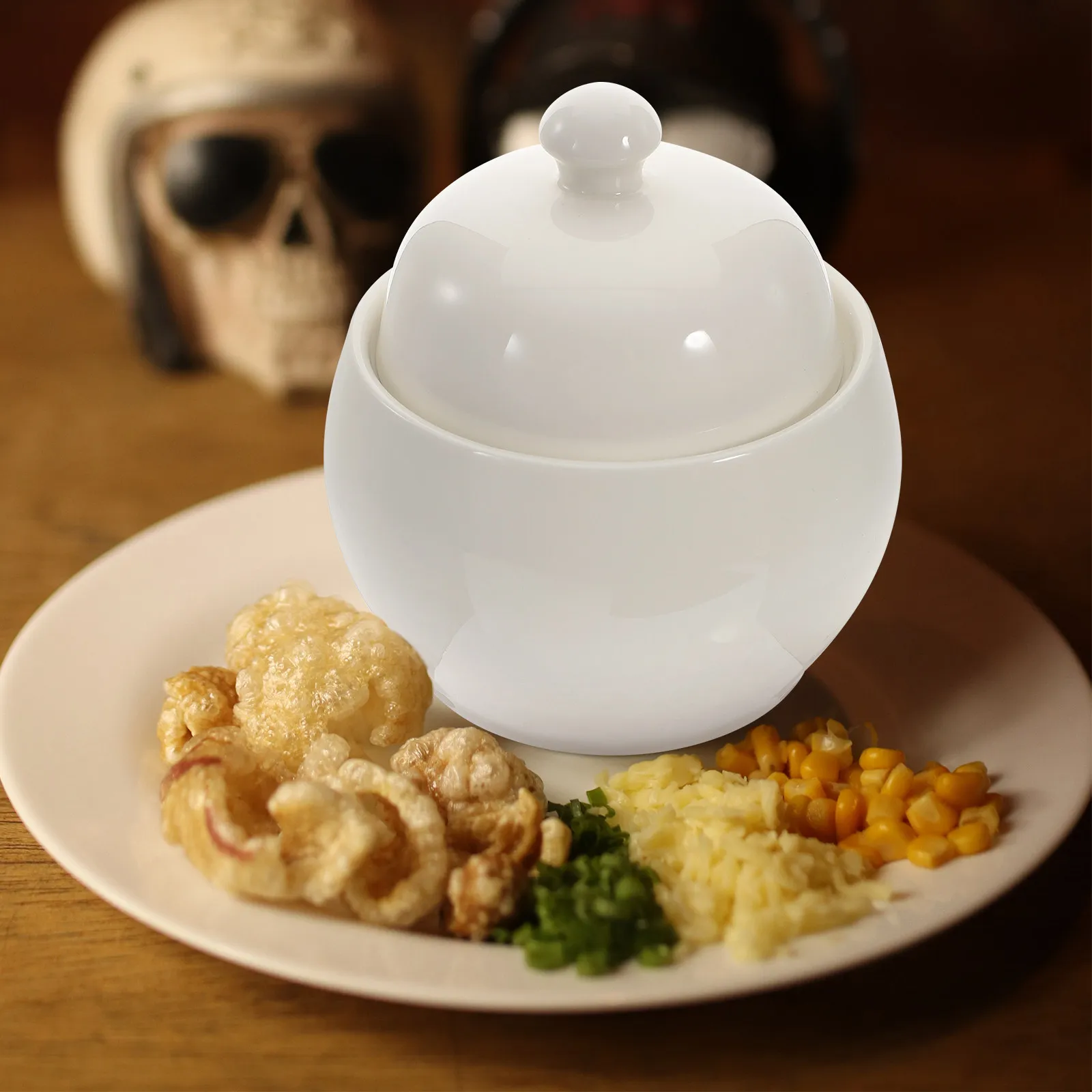 Ceramic Soup Bowl with Lid Stew Pot for Home Kitchen Steaming Egg Oatmeal Dessert Serving Chinese Style Stewing Pot Kitchen