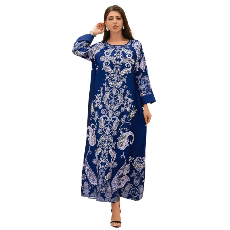 Robe de Style arabe à manches longues pour femmes, brodée de corde à la mode, décontractée et confortable
