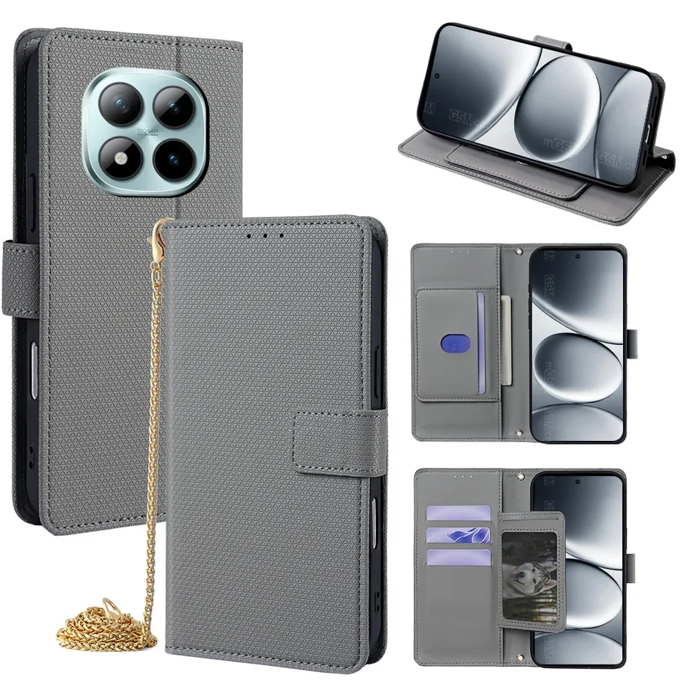 

Detachable Shoulder Strap with Flip Phone Cover for Redmi Note 14 13 12 11 10 Pro K80 K70 Turbo 4 3 with Wallet Card Case Slots