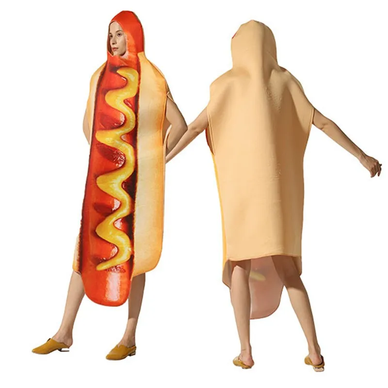 Adult All-in-One Suit Halloween Food Theme Hot Dog Style for New Year Party Company Annual Meeting Bar Nightclub DS