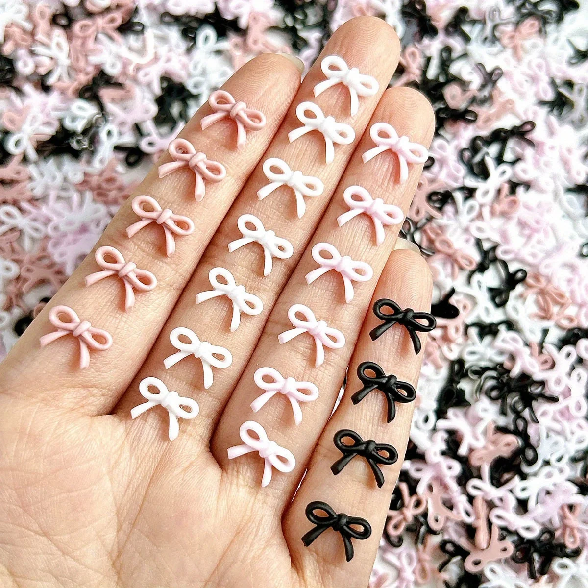 

50pcs Resin Small Fresh Bow Nail Art Jewelry Cute Bow Tie Mini Matte Wearing Nail Hairpin Phone Case Diy Decorative Accessories