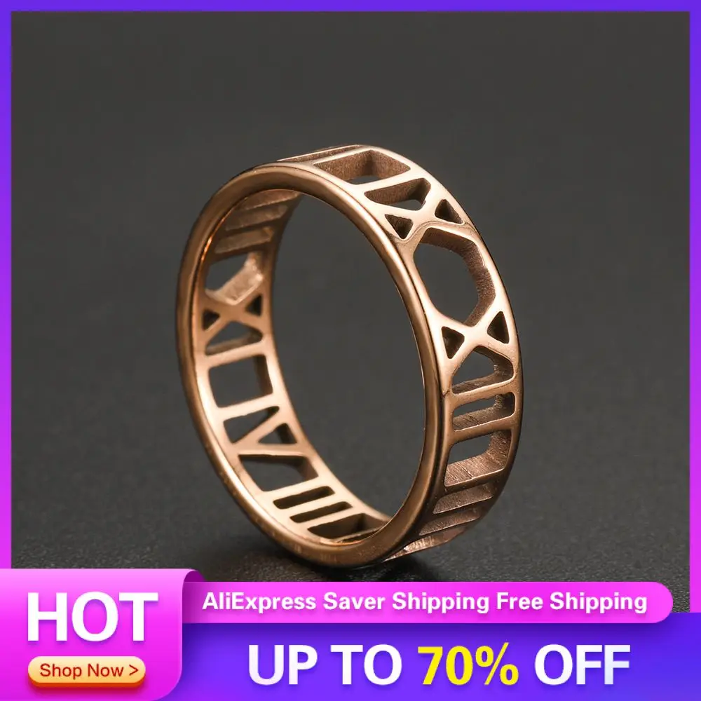 Titanium Steel Ring Not Grinding Hands Temperament Stainless Steel Accessories Anniversary Present Roman Numerals Ring Shiny