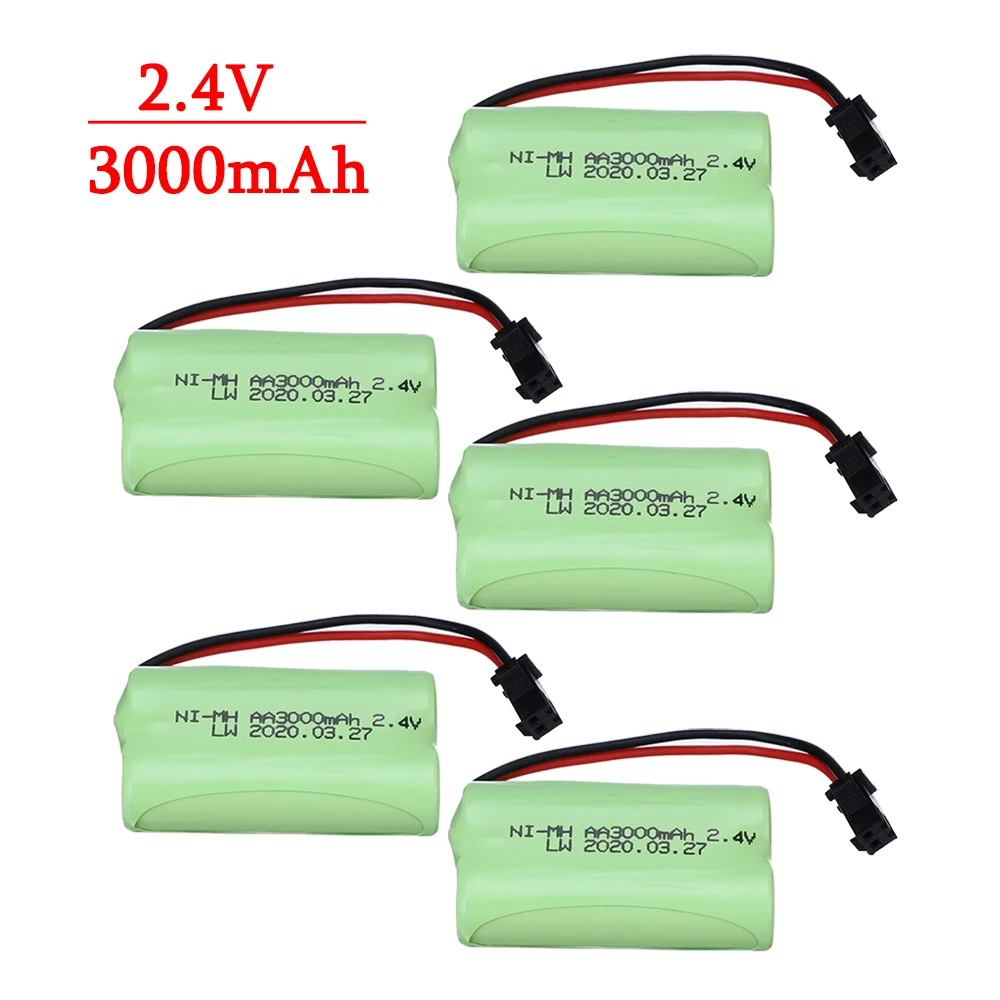 NiMH Bateria Recarregável para Carro RC, 2.4V, 3000mAh, AA, Controle Remoto, Caminhões de Corrida, Tanques, Robô, Barco, Arma