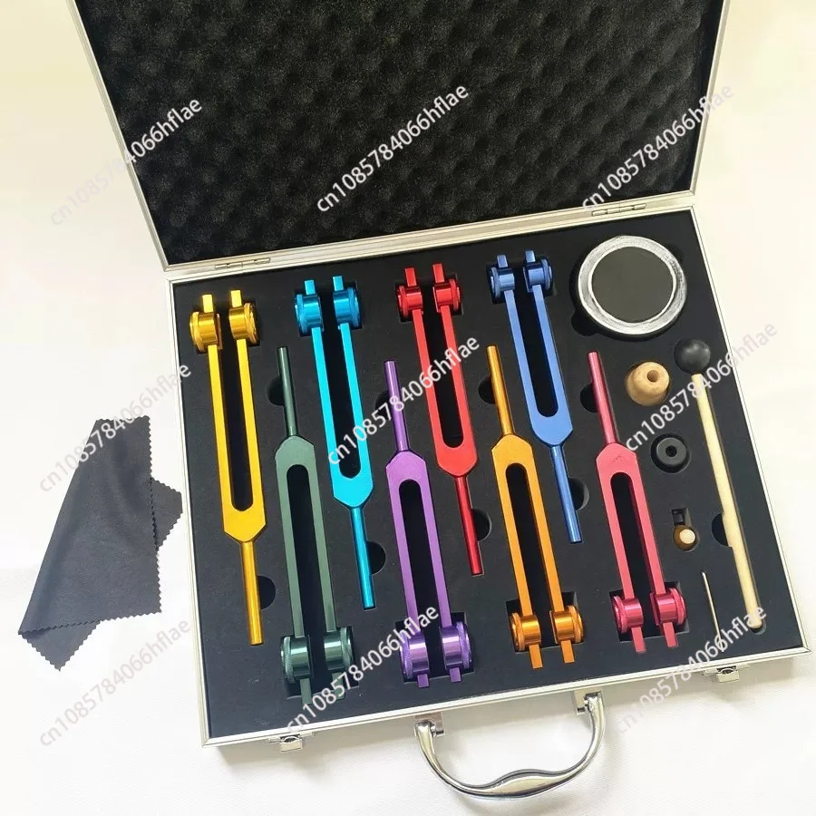 Aluminum Alloy Weighted Tuning Forks Set 7 Chakras & 1 Soul Purpose, Fashion Tuning Fork Instrument 126.22Hz to 141.27Hz