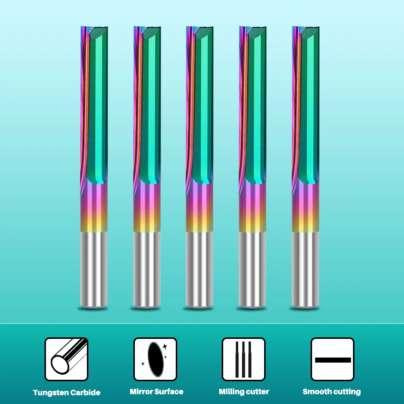 XLilMilling-Fraise en bout droite à 2 cannelures, mèche de routeur CNC revêtue, bois NW PVC, mise à niveau, 3.175mm, 4mm, 6mm, 8mm, 10mm, 12mm