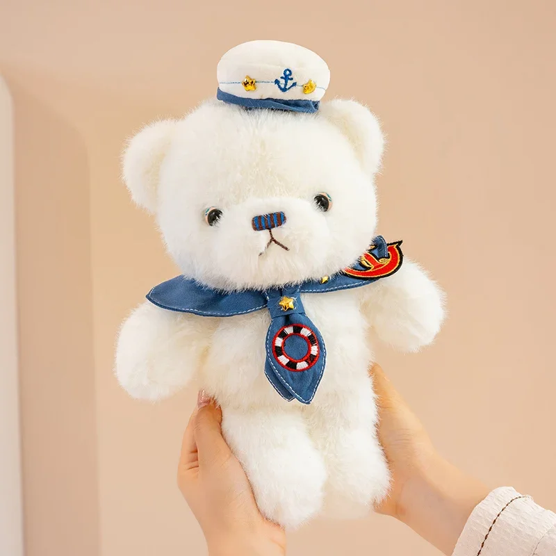 

Adorable LIittle White Bear Plush Toys Fluffy Cartoon Navy Uniform Bear Doll Lovely Children Appease Doll Birthday Xmas Gift