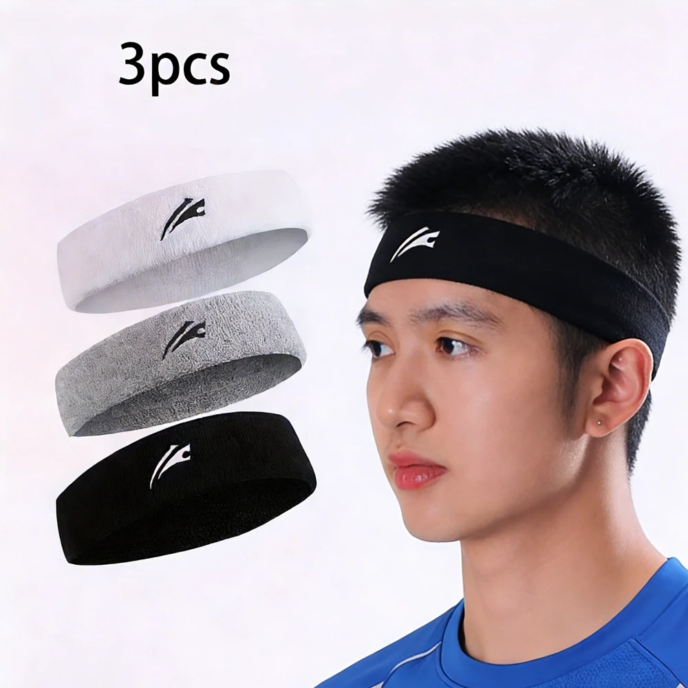 

3 шт. повязки на голову из махровой ткани, однотонные, высокоэластичные, толстые, впитывающие пот, для бега, велоспорта, занятий спортом на открытом воздухе, повязка для волос