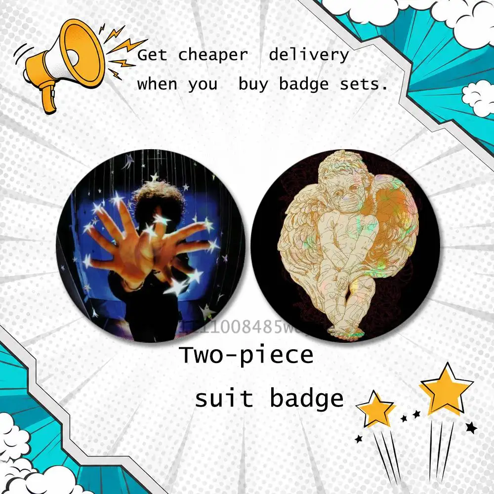 Band Brooches for Backpack Accessories 25,32,44,58,75mm S-Smashing Pumpkins Round Enamel Pins 2-piece set Cartoon Anime Badge